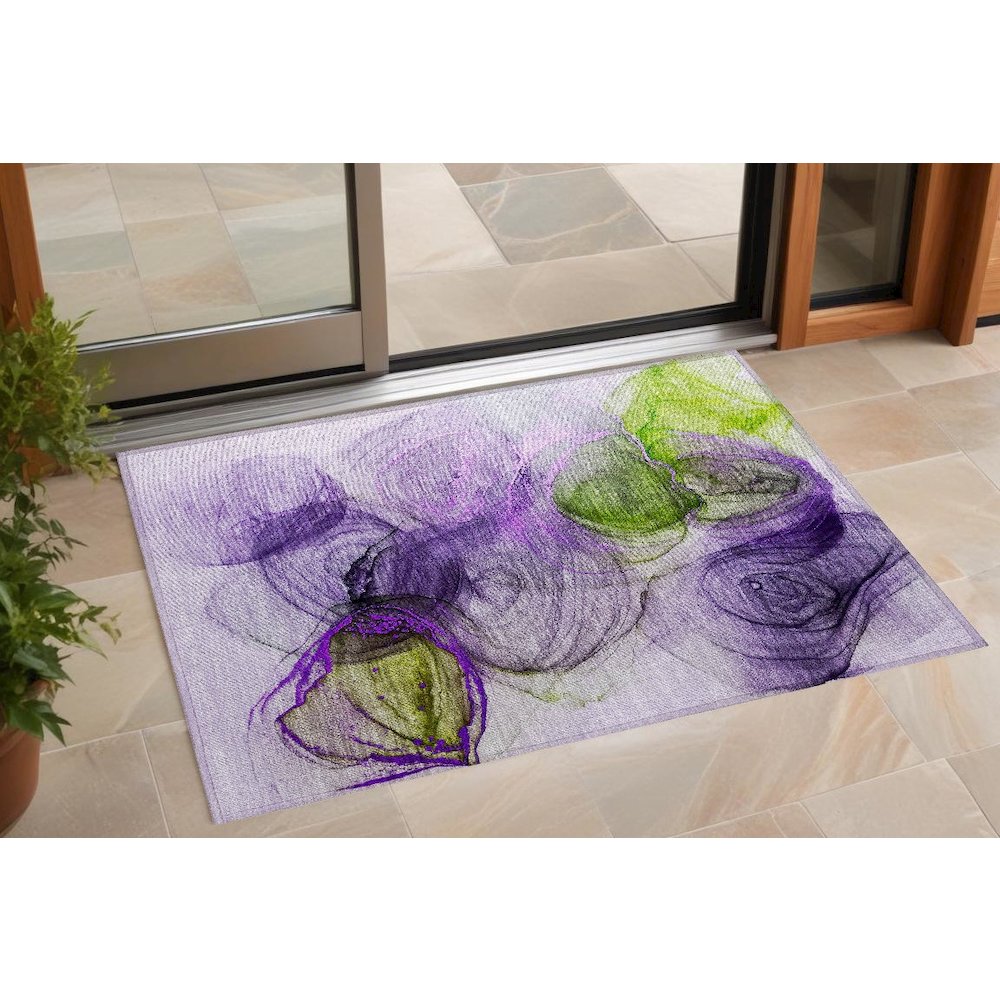 3' X 5' Purple Abstract Washable Non Skid Indoor Outdoor Area Rug. Picture 9