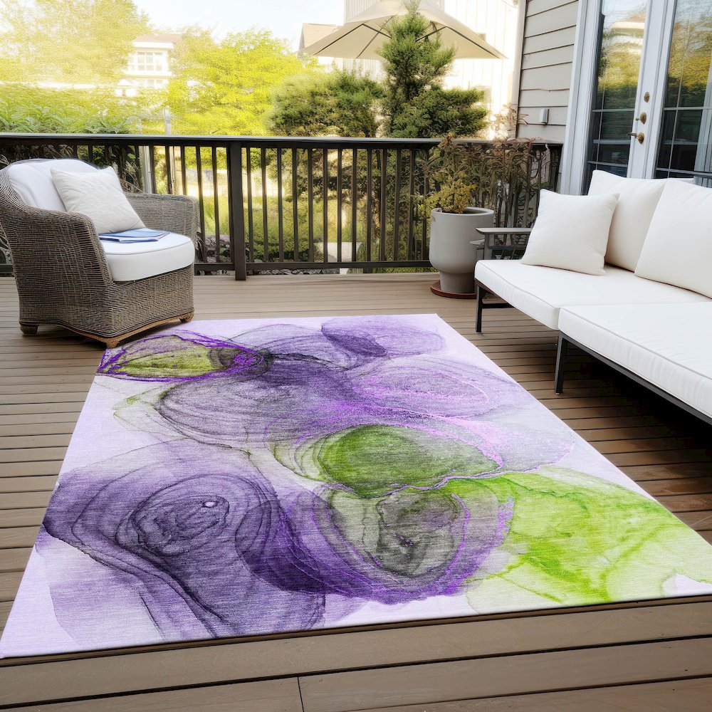 3' X 5' Purple Abstract Washable Non Skid Indoor Outdoor Area Rug. Picture 7