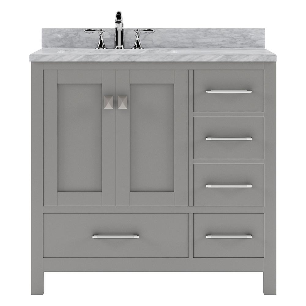 Caroline Avenue 36" Bath Vanity in Gray with Marble Top and Sink GS-50036-WMSQ-CG-NM. Picture 2