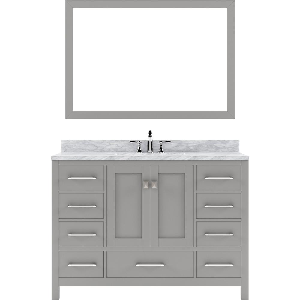Caroline Avenue 48" Vanity in Gray with Marble Top and Sink and Mirror GS-50048-WMSQ-CG. Picture 7