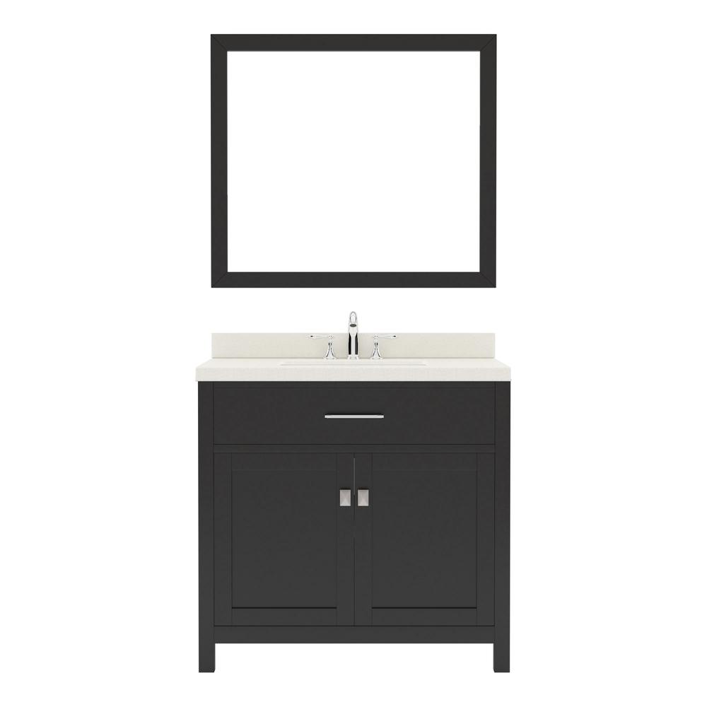 Caroline 36" Vanity in Espresso with Quartz Top and Sink and Mirror MS-2036-DWQSQ-ES. Picture 2