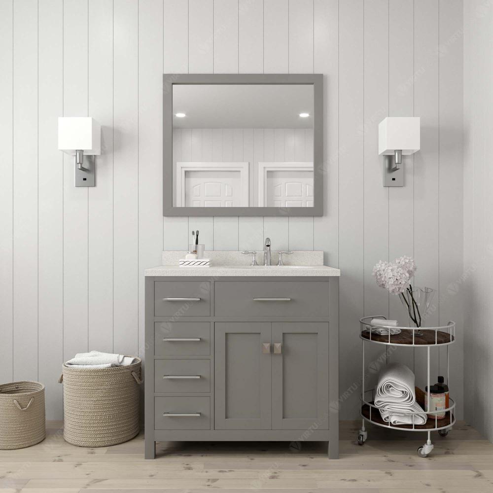 Caroline Parkway 36" Single Bath Vanity in Gray with Quartz Top and Sink. Picture 2