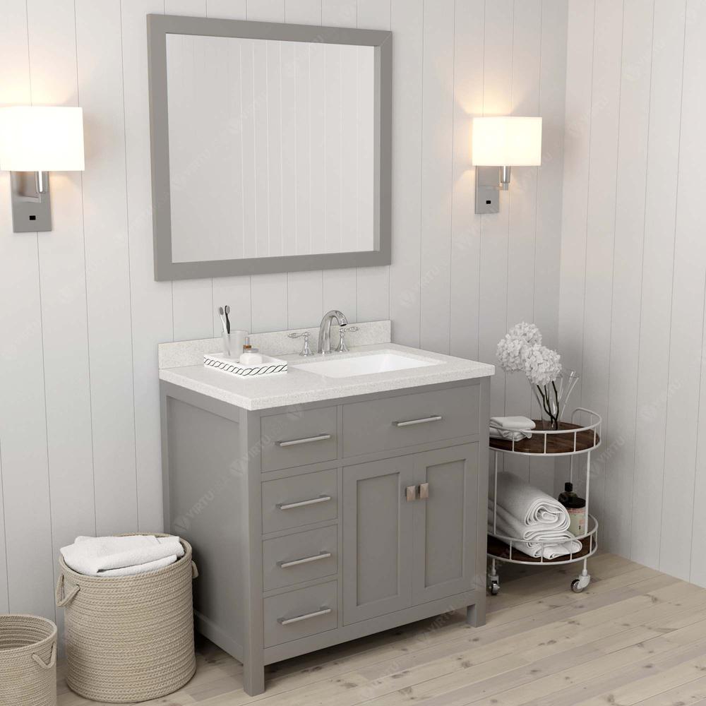 Caroline Parkway 36" Single Bath Vanity in Gray with Quartz Top and Sink. Picture 3