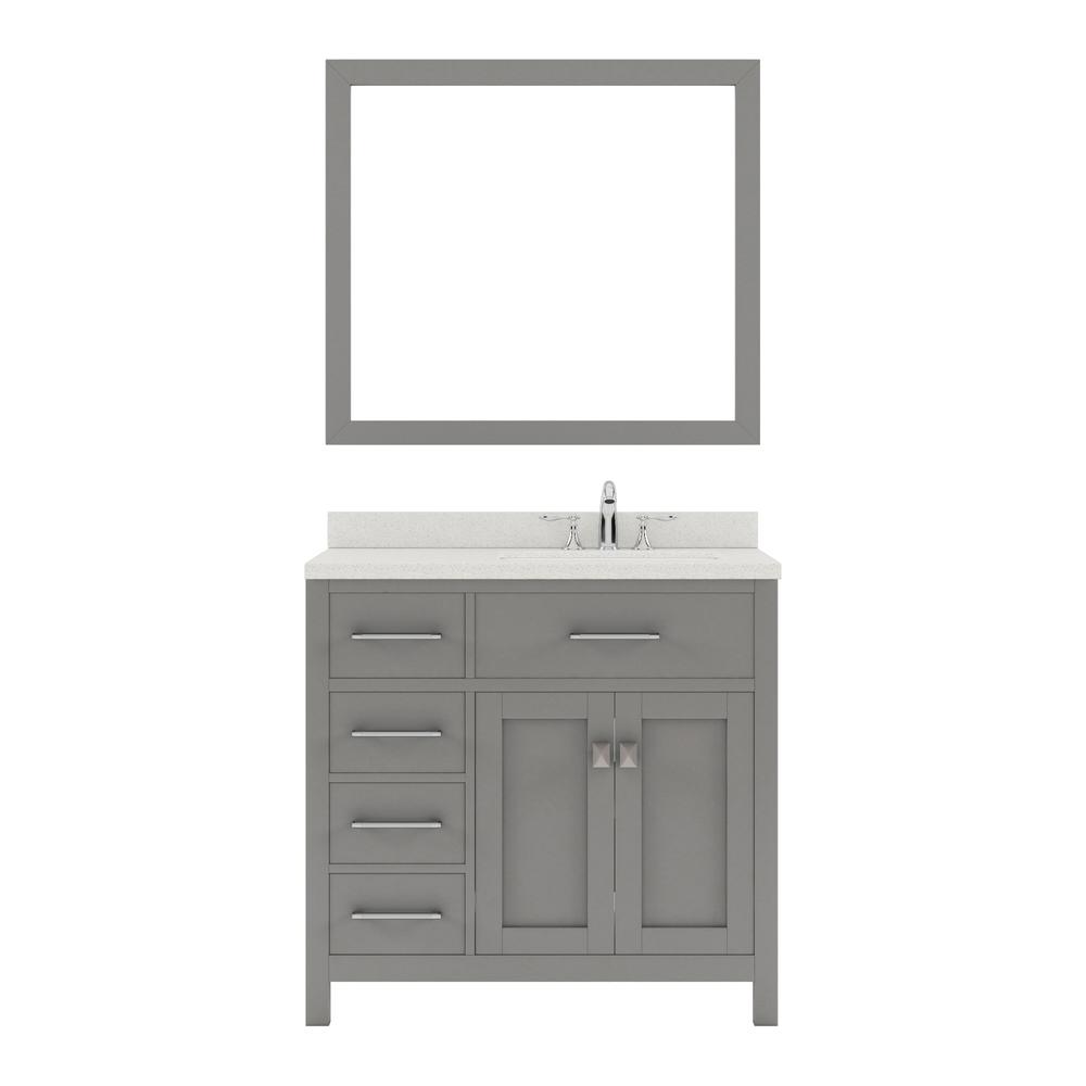 Caroline Parkway 36" Single Bath Vanity in Gray with Quartz Top and Sink. Picture 1