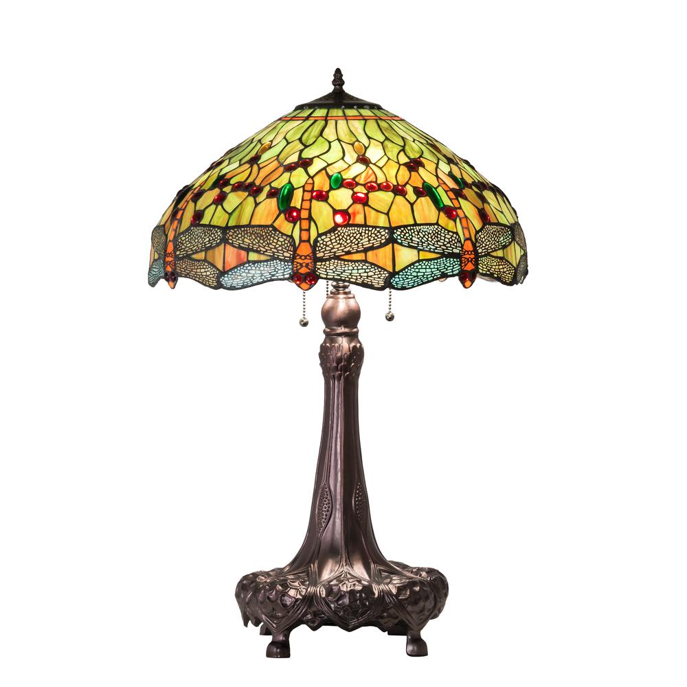 31" High Tiffany Hanginghead Dragonfly Table Lamp. Picture 1