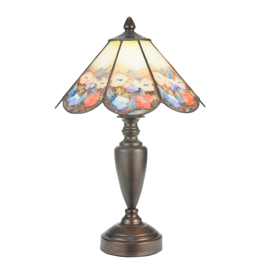 13" High White Tiffany Pond Lily Twin Cherub Accent Lamp. Picture 3