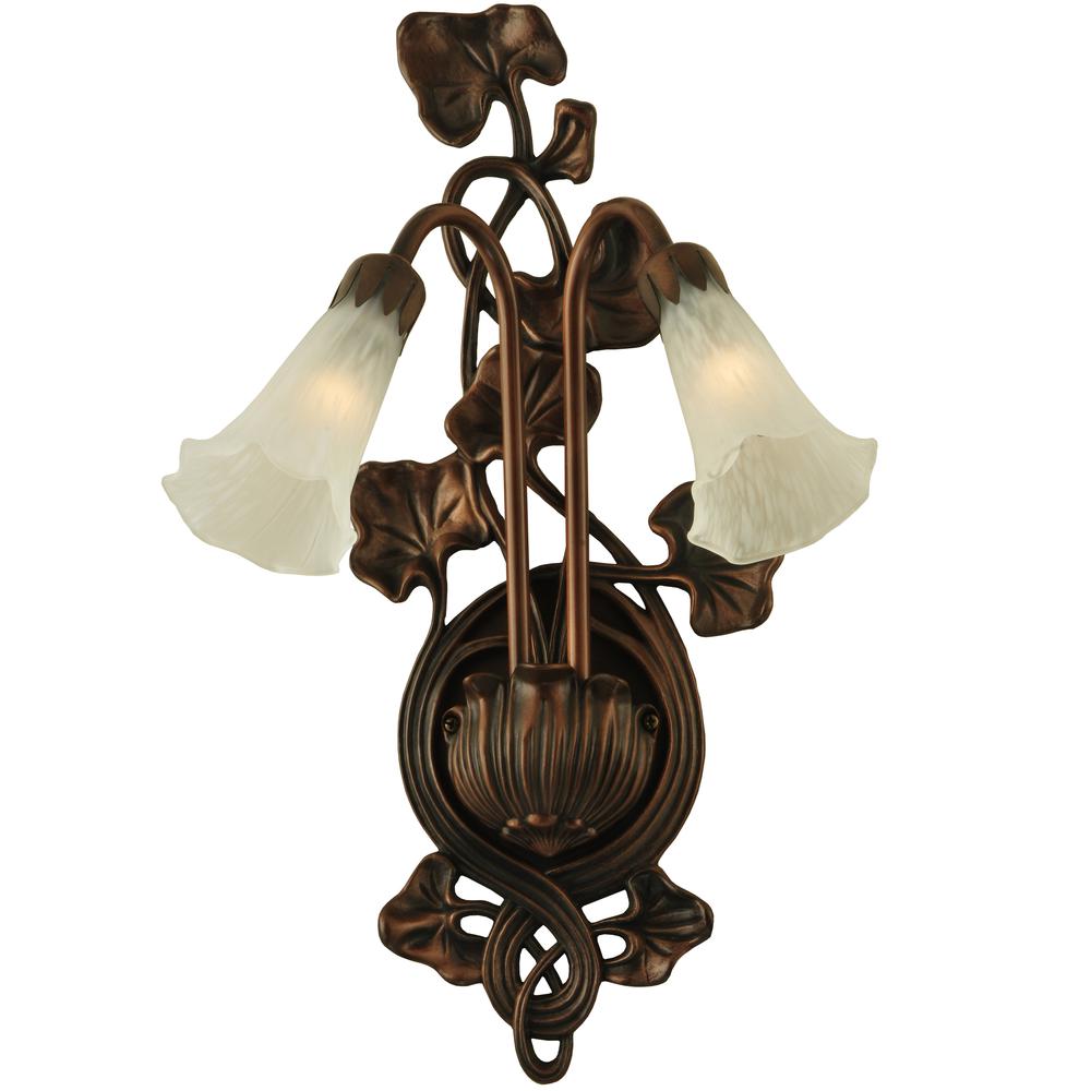 11"W White Pond Lily 2 LT Wall Sconce. Picture 1