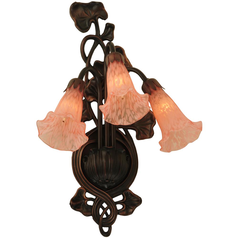 10.5"W Pink Pond Lily 3 LT Wall Sconce. Picture 1