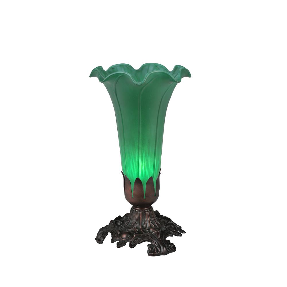 8"H Green Pond Lily Accent Lamp. Picture 1
