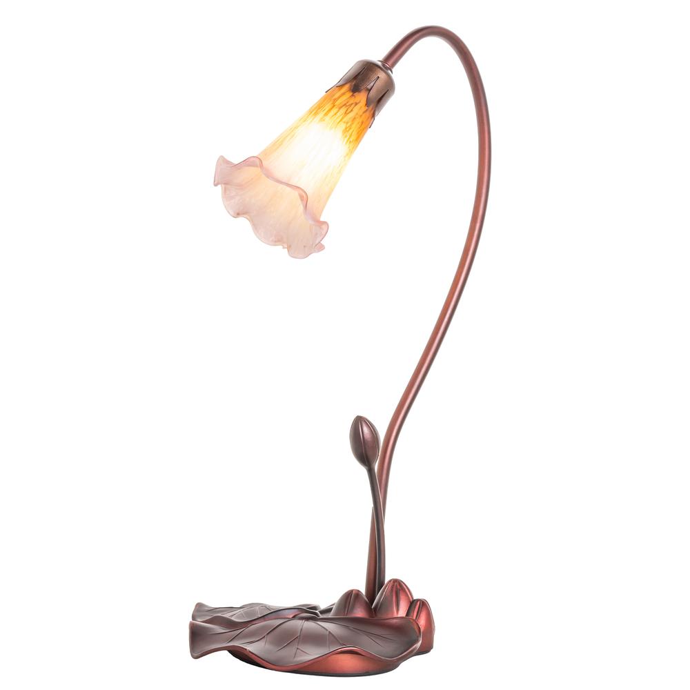 16" High Amber/Purple Pond Lily Accent Lamp. Picture 1