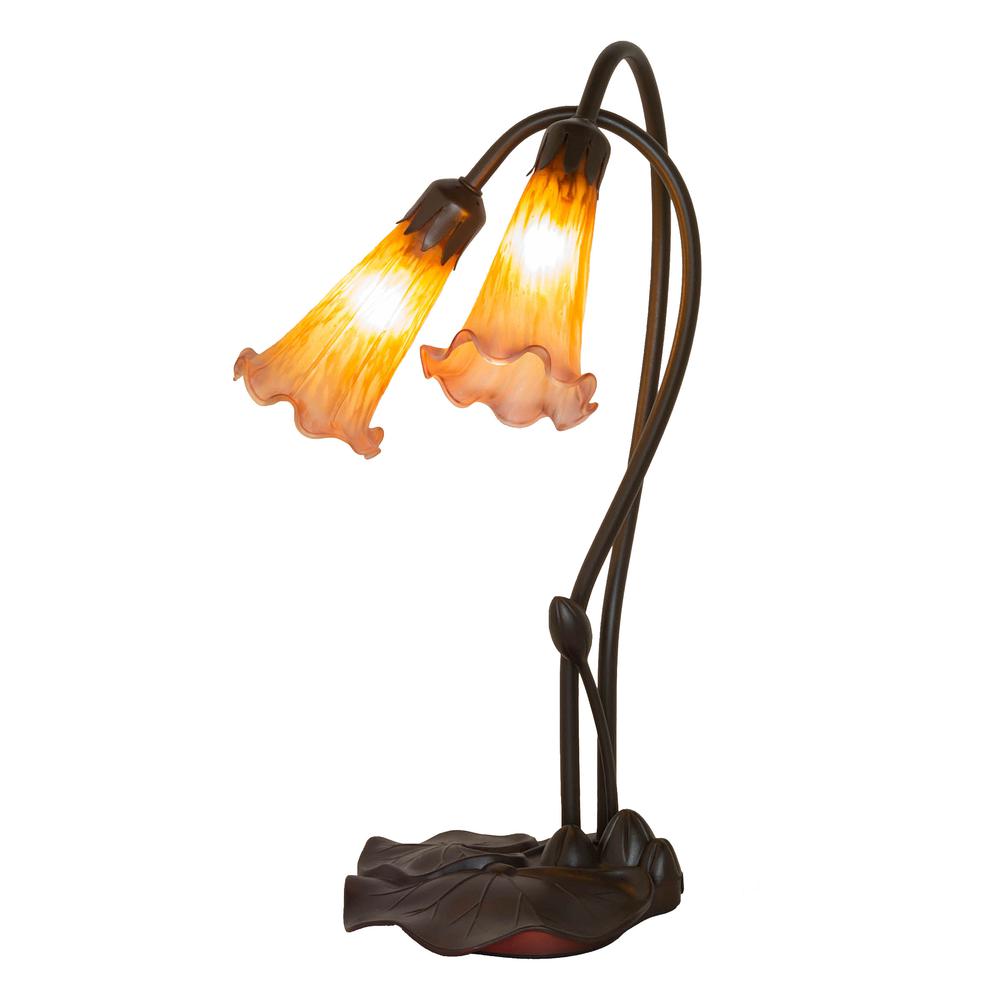 16" High Amber/Purple Pond Lily 2 LT Table Lamp. Picture 1