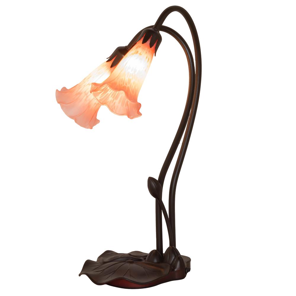 16" High Pink Pond Lily 2 LT Accent Lamp. Picture 1