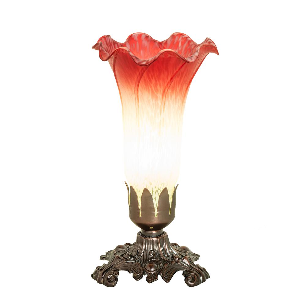 8" High Seafoam/Cranberry Victorian Accent Lamp. Picture 1