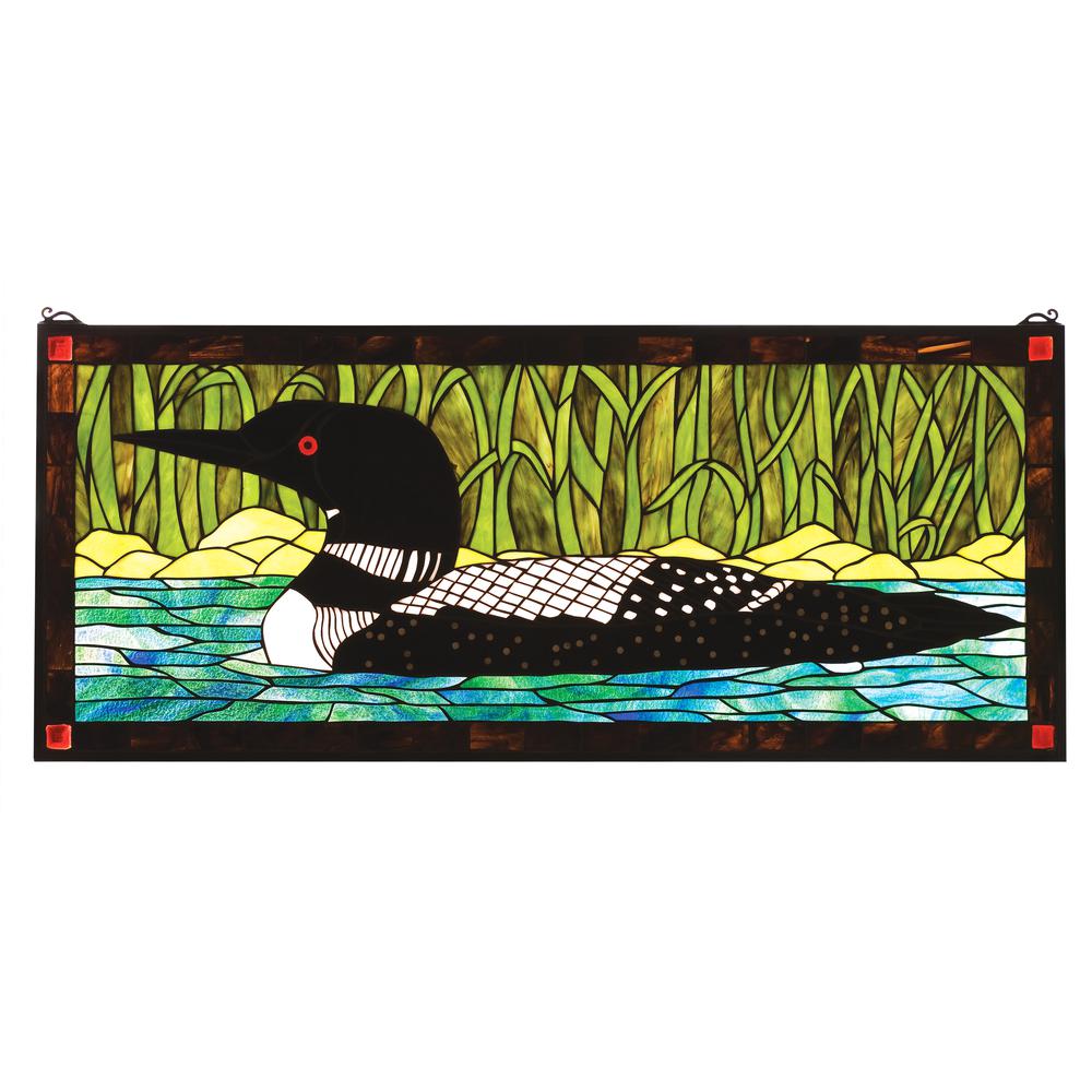 40"W X 17"H Loon Stained Glass Window. Picture 1