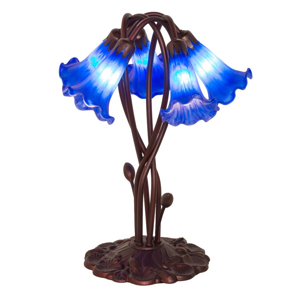 17" High Blue Pond Lily 5 LT Accent Lamp. Picture 1