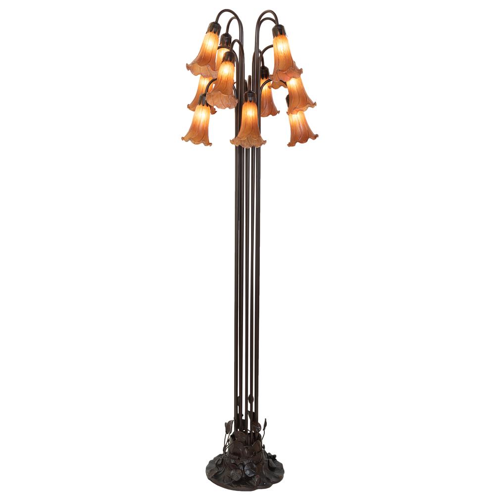 63" High Amber Tiffany Pond Lily 12 LT Floor Lamp. Picture 1