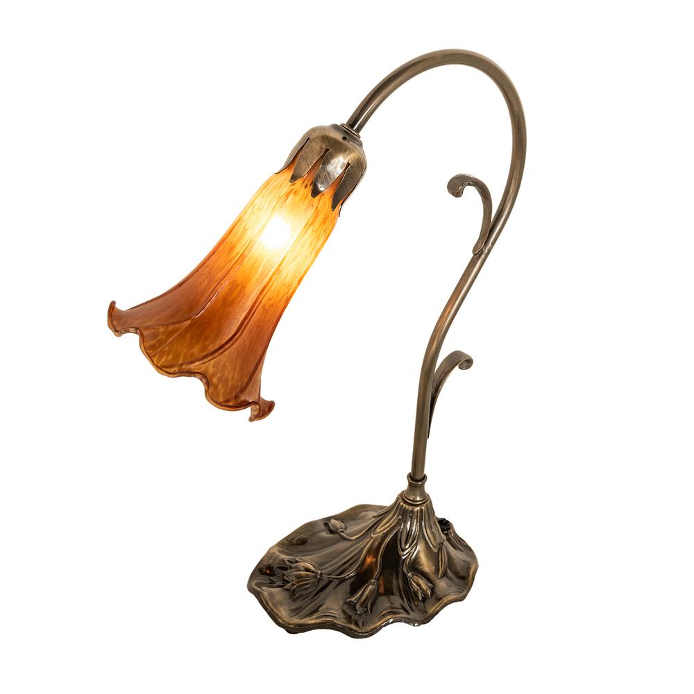 15" High Amber Tiffany Pond Lily Accent Lamp. Picture 1