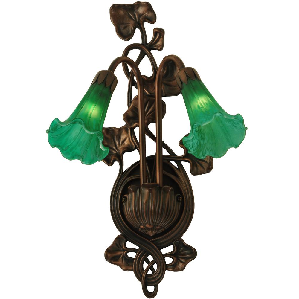 11"W Green Pond Lily 2 LT Wall Sconce. Picture 1