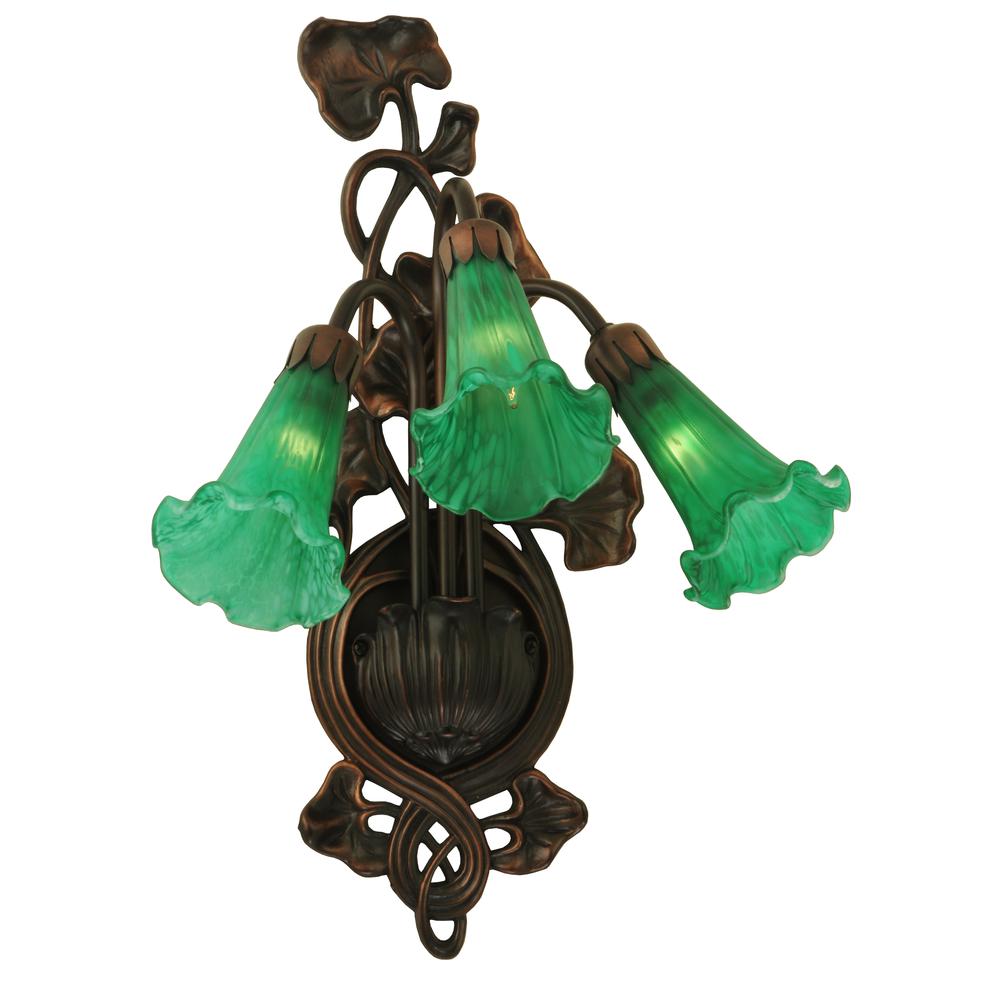 10.5"W Green Pond Lily 3 LT Wall Sconce. Picture 1