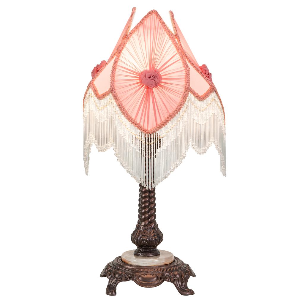 26" High Fabric & Fringe Pink Pontiff Accent Lamp. Picture 1
