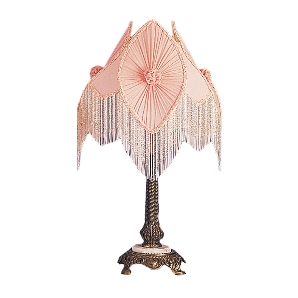 28" High Fabric & Fringe Pink Pontiff Table Lamp. Picture 1