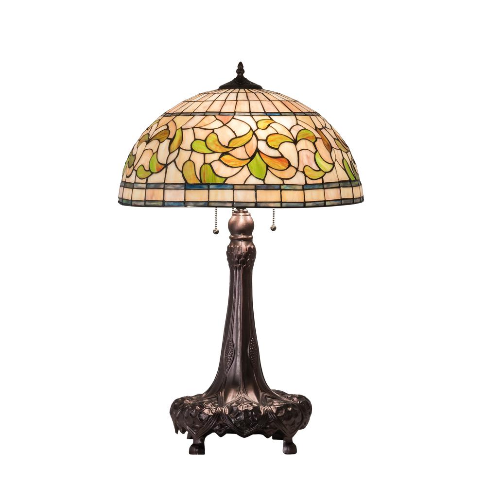 31" High Tiffany Turning Leaf Table Lamp. Picture 1