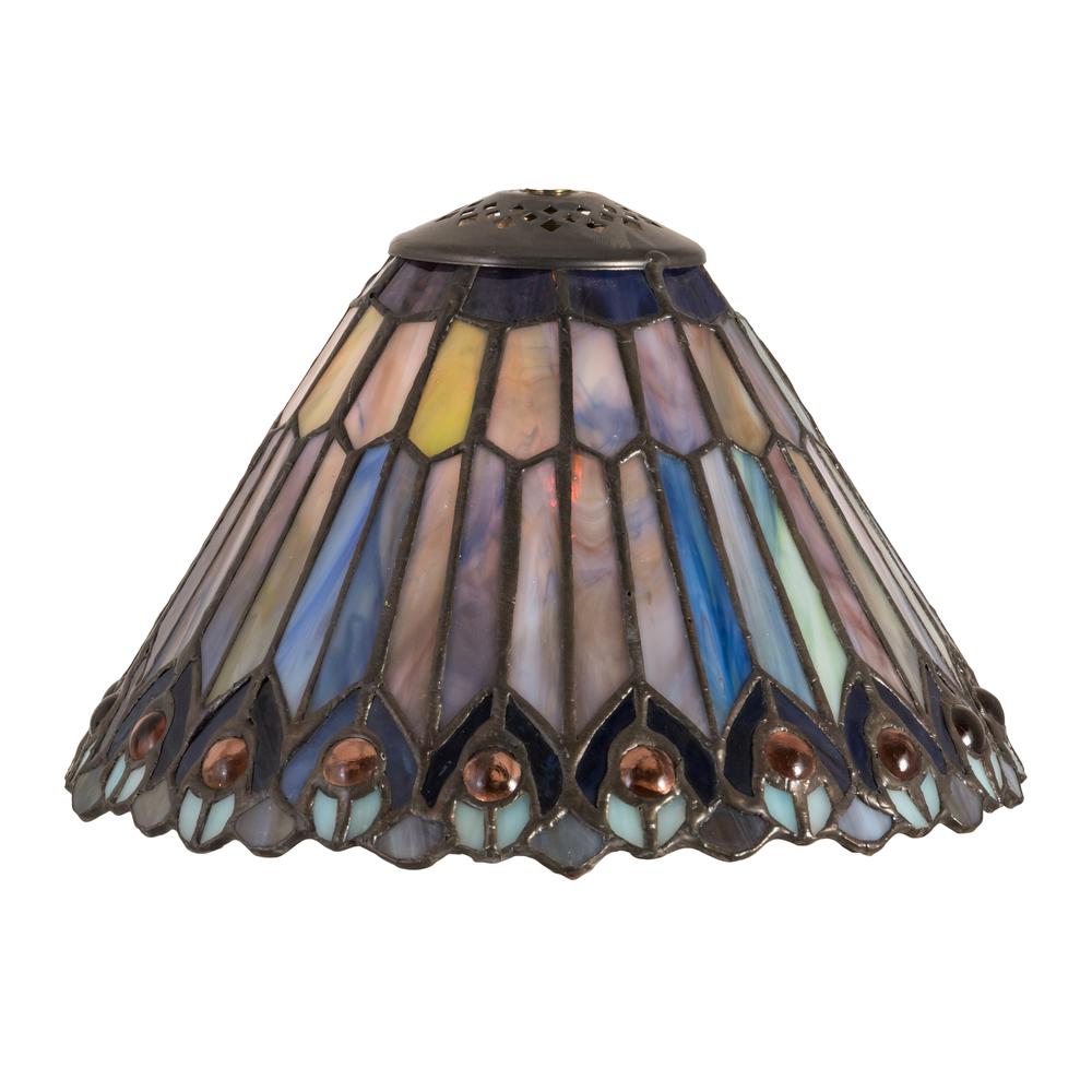 8" Wide Tiffany Jeweled Peacock Cone Shade  21626. Picture 1