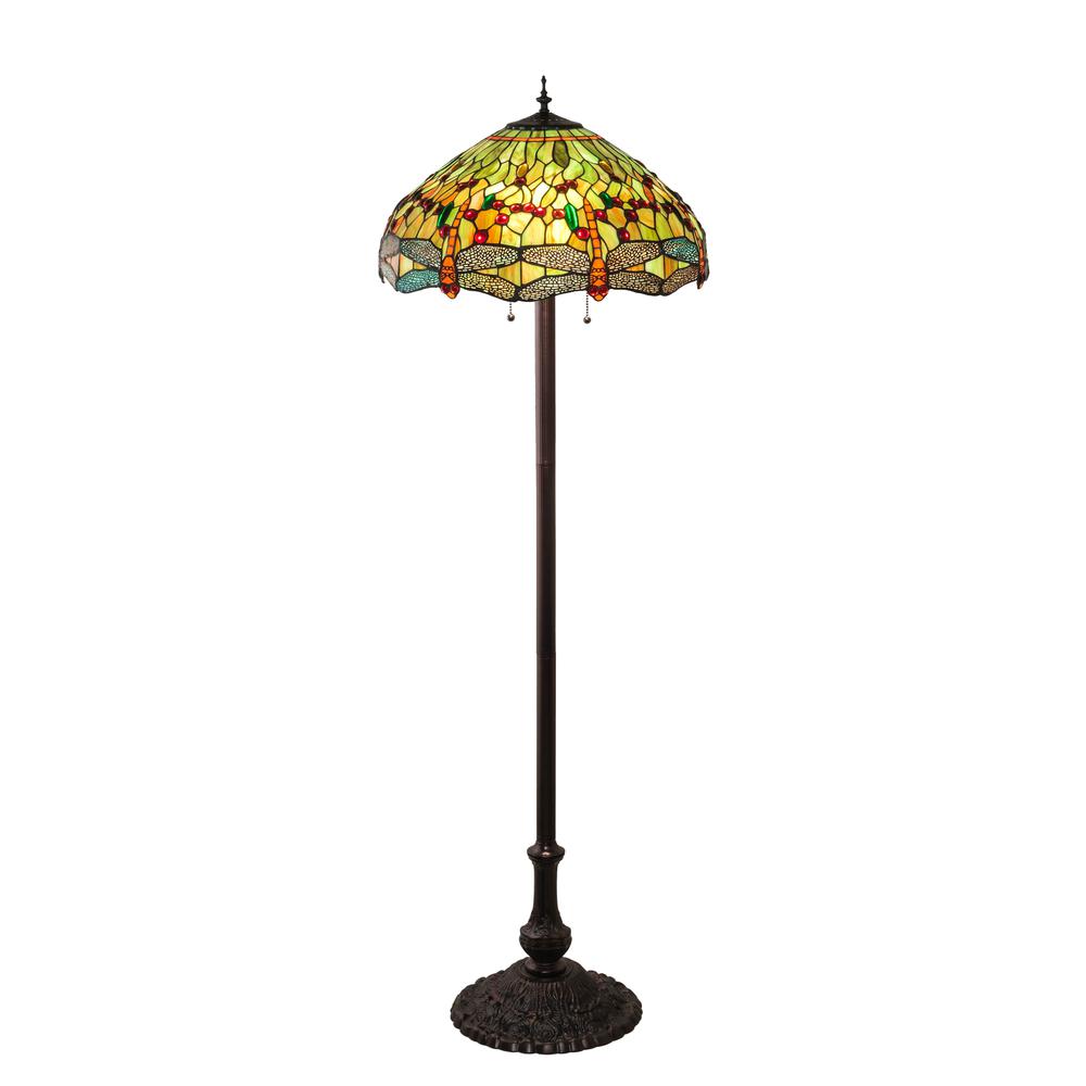 62" High Tiffany Hanginghead Dragonfly Floor Lamp. Picture 1