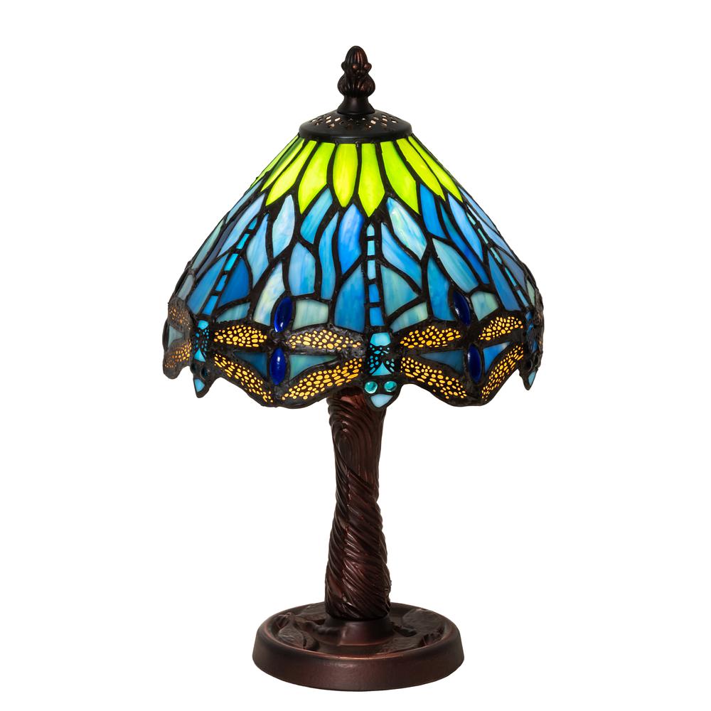 13" High Tiffany Hanginghead Dragonfly Mini Lamp. Picture 1