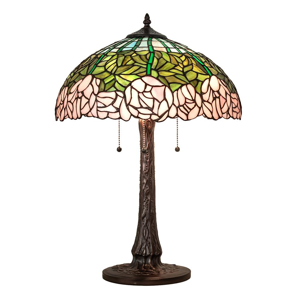 22" High Tiffany Cabbage Rose Table Lamp. Picture 1