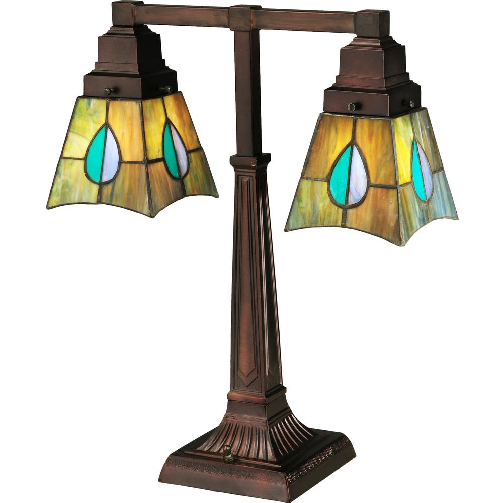 19.5"H Mackintosh Leaf 2 Light Desk Lamp. Picture 1