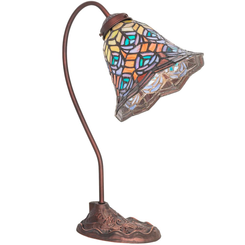 18" High Tiffany Peacock Feather Desk Lamp. Picture 1