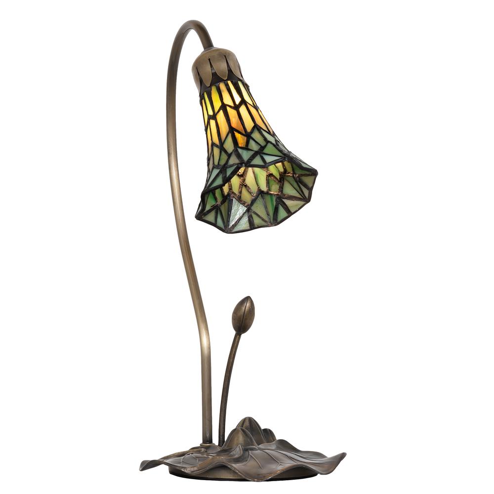16" High Stained Glass Pond Lily Accent Lamp. Picture 2