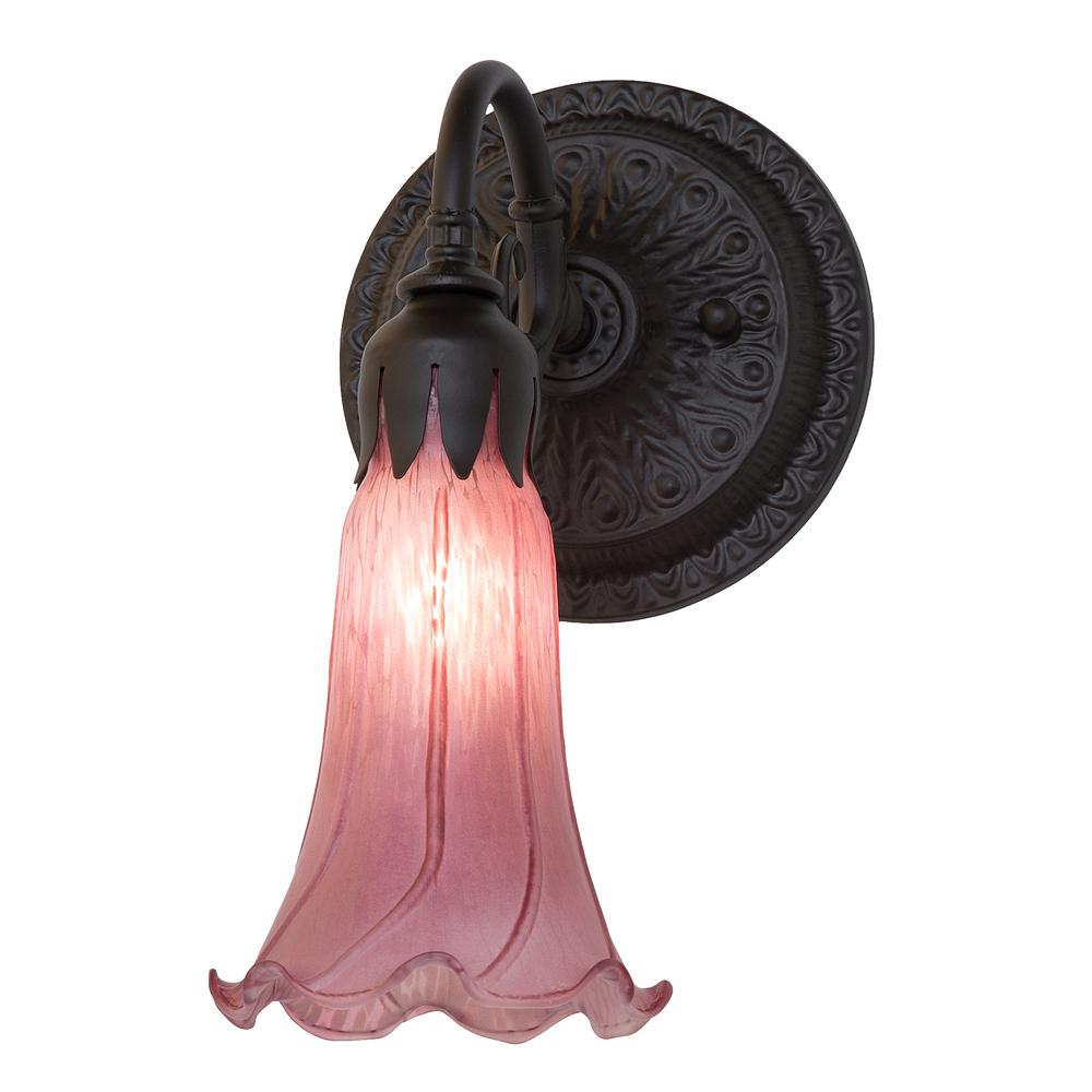 5.5" Wide Lavender Tiffany Pond Lily Wall Sconce. Picture 1