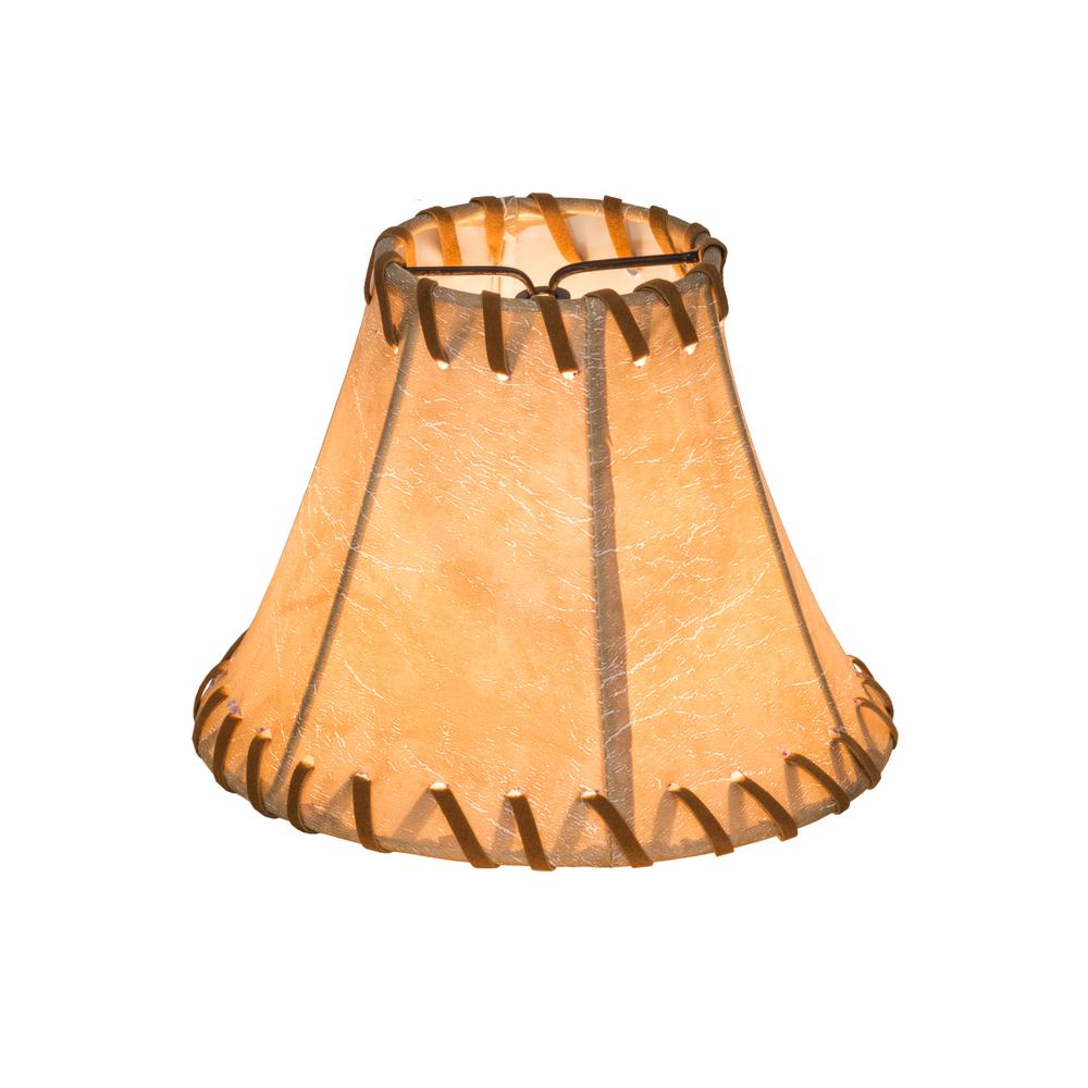 6"W X 4.5"H Faux Leather Tan Hexagon Shade. Picture 1