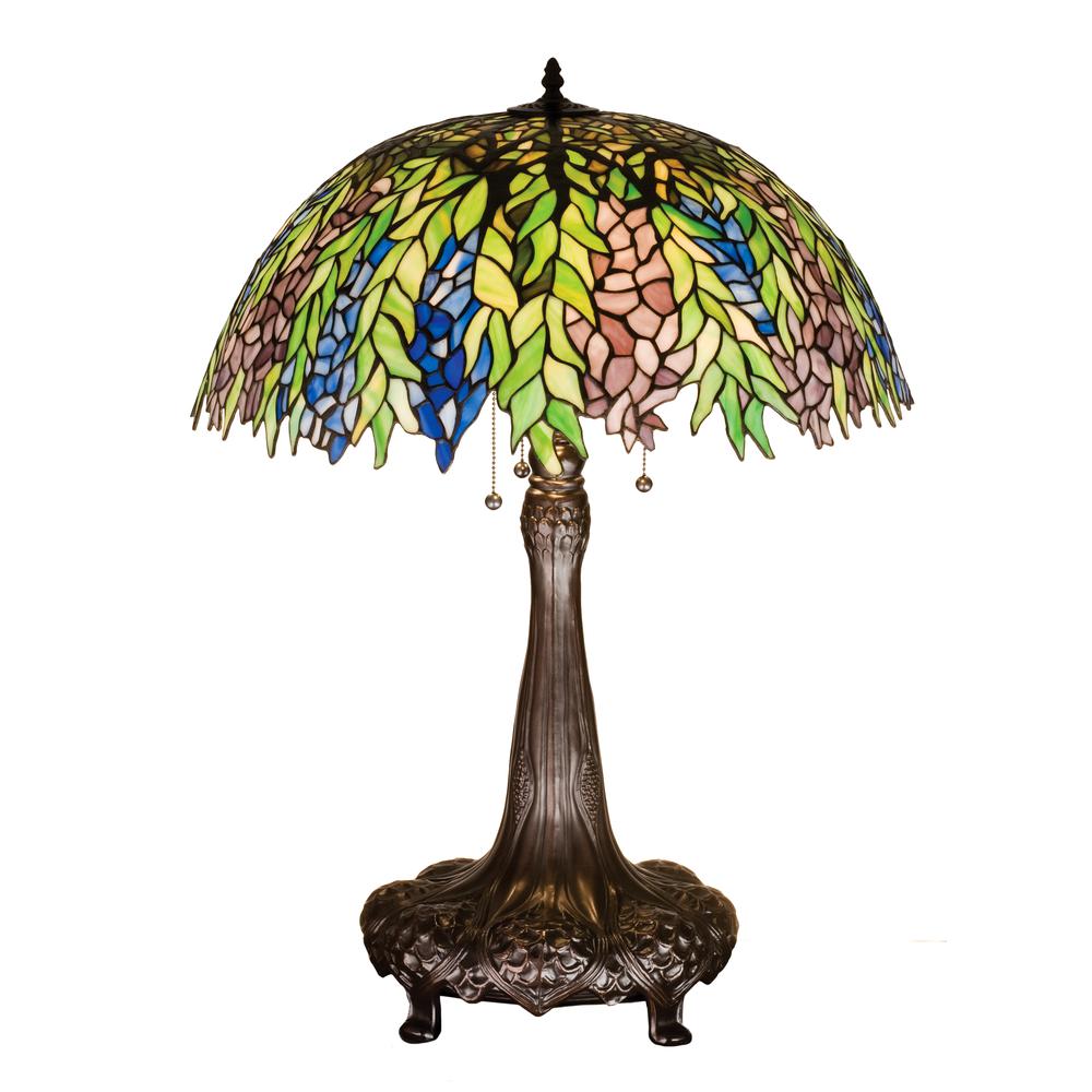 31"H Tiffany Honey Locust Table Lamp. Picture 1