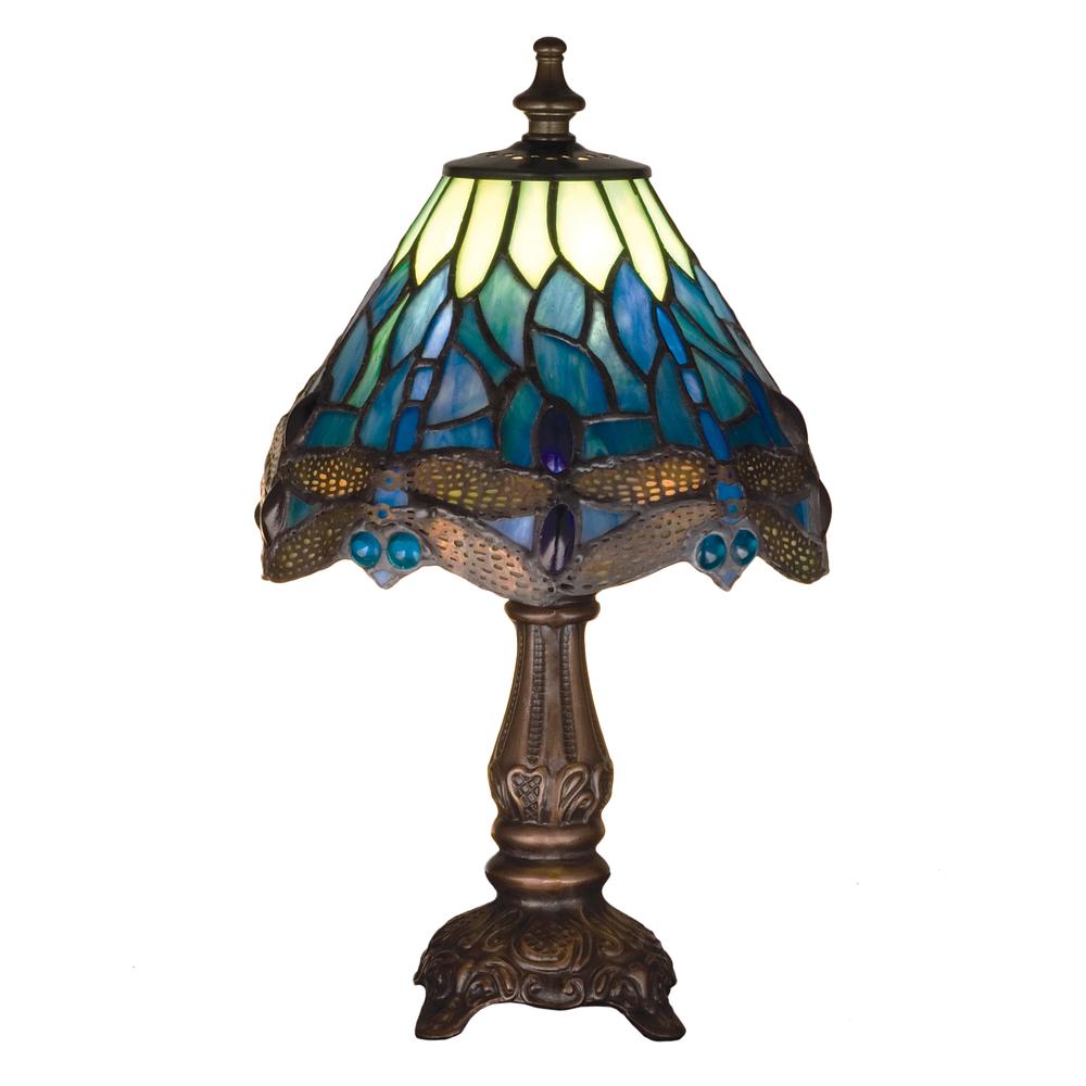 11.5"H Tiffany Hanginghead Dragonfly Mini Lamp. Picture 1