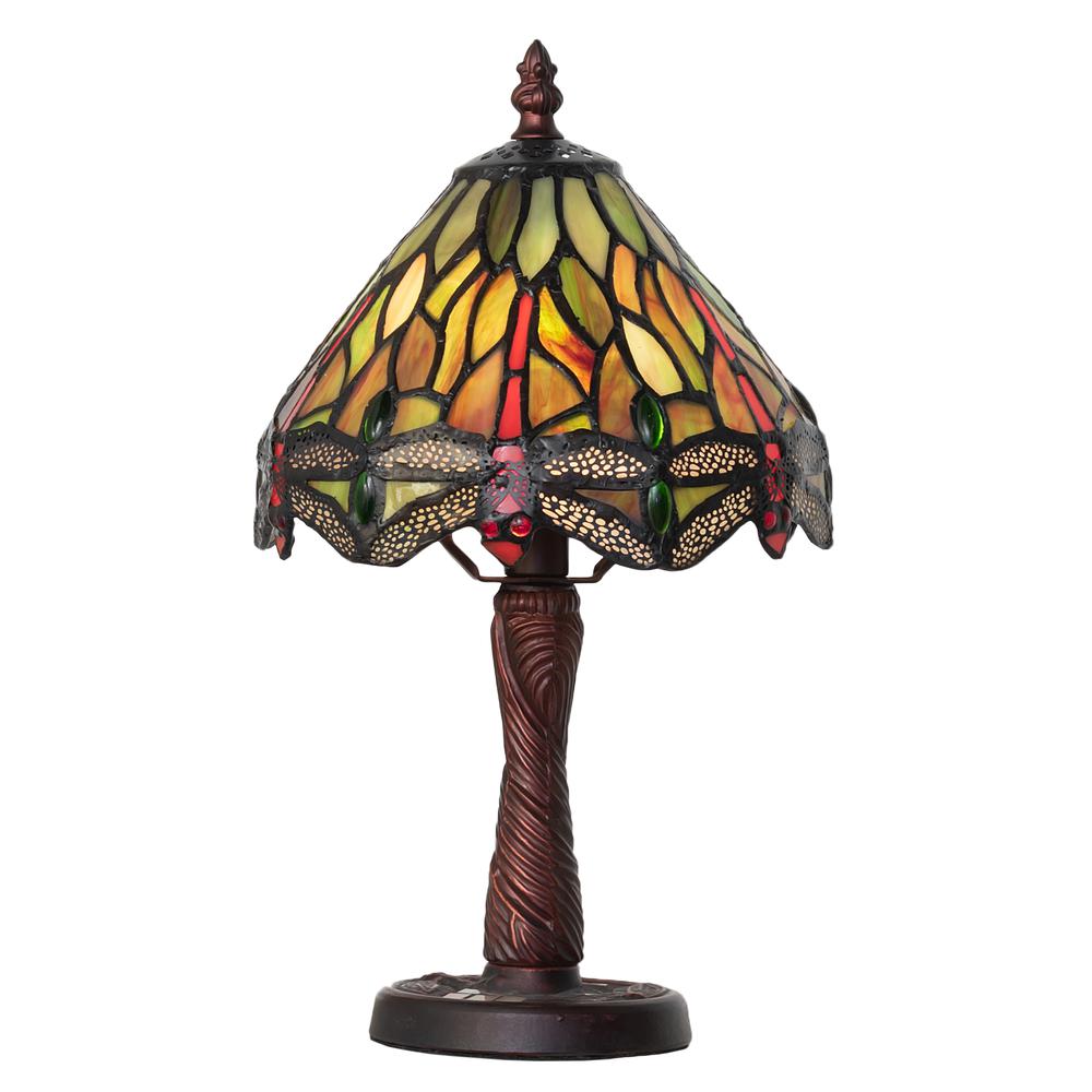 12"H Tiffany Hanginghead Dragonfly w/ Twisted Fly Mosaic Base Mini Lamp. Picture 3
