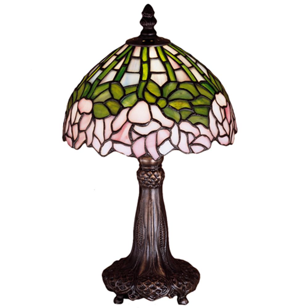 13" High Tiffany Cabbage Rose Mini Lamp. Picture 1