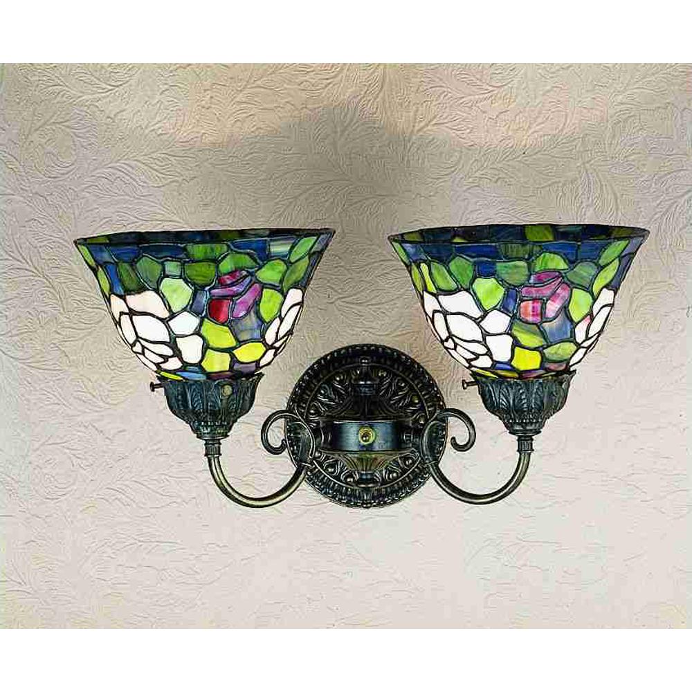 18" Wide Rosebush 2 Light Wall Sconce. Picture 1