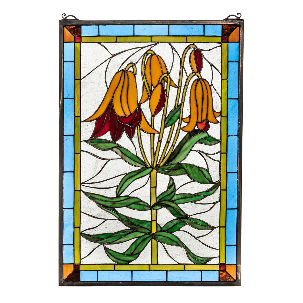 16" Wide X 24" High Trumpet Lily Stained Glass Window. Picture 1