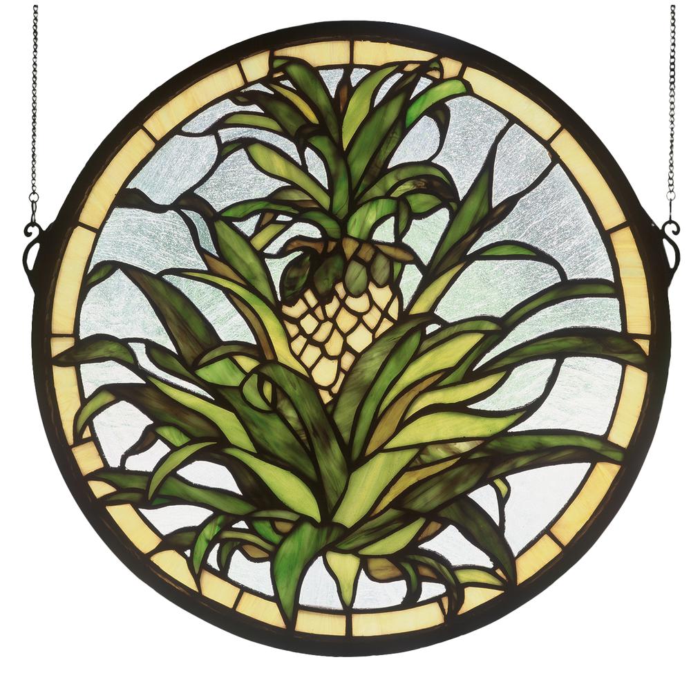 16"W X 16"H Welcome Pineapple Stained Glass Window. Picture 1