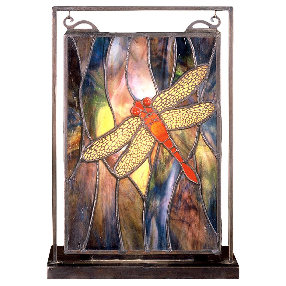 9.5"W X 10.5"H Dragonfly Lighted Mini Tabletop Window. Picture 1