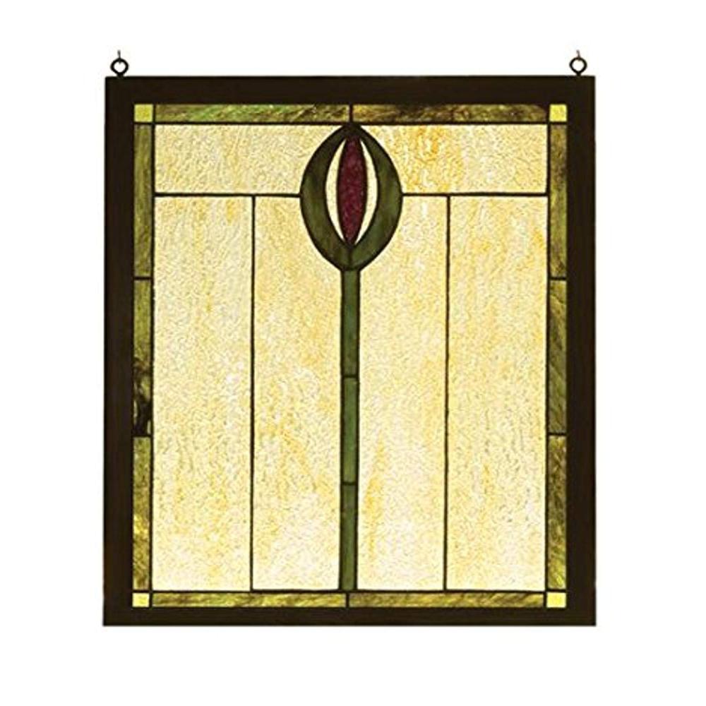 14"W X 17"H Spear Wood Frame Stained Glass Window 98100. Picture 1
