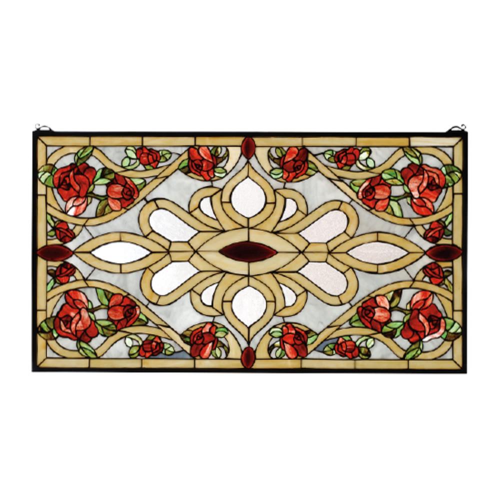 36"W X 20"H Bed of Roses Stained Glass Window 67139. Picture 1