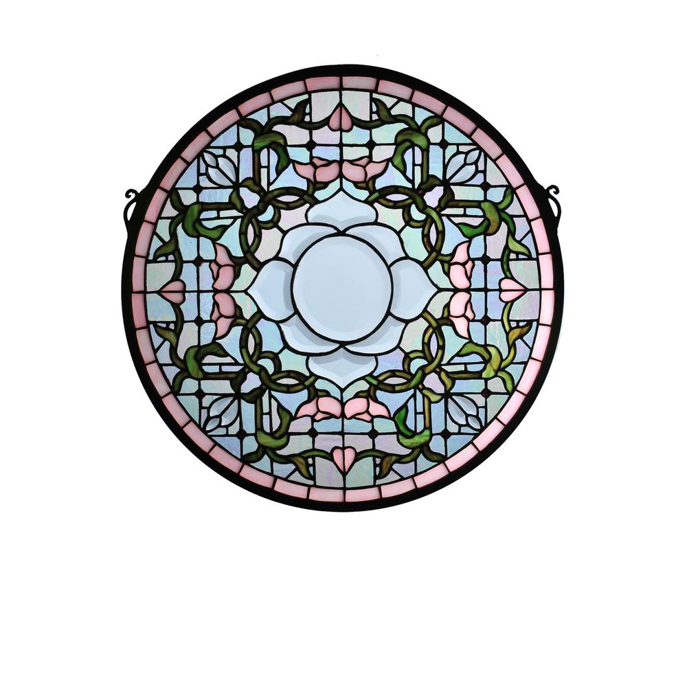 20"W X 20"H Tulip Bevel Medallion Stained Glass Window 99019. Picture 1