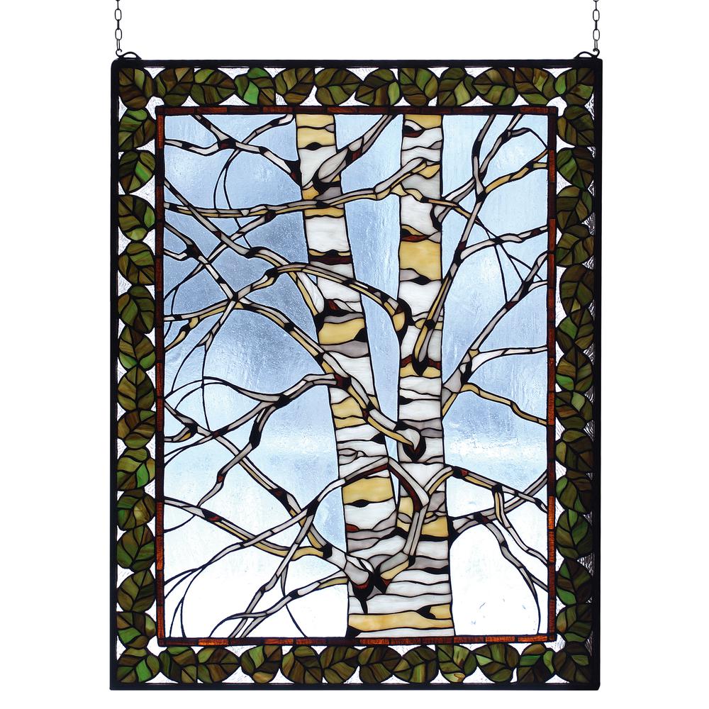 28"W X 36"H Birch Tree in Winter Stained Glass Window. Picture 1
