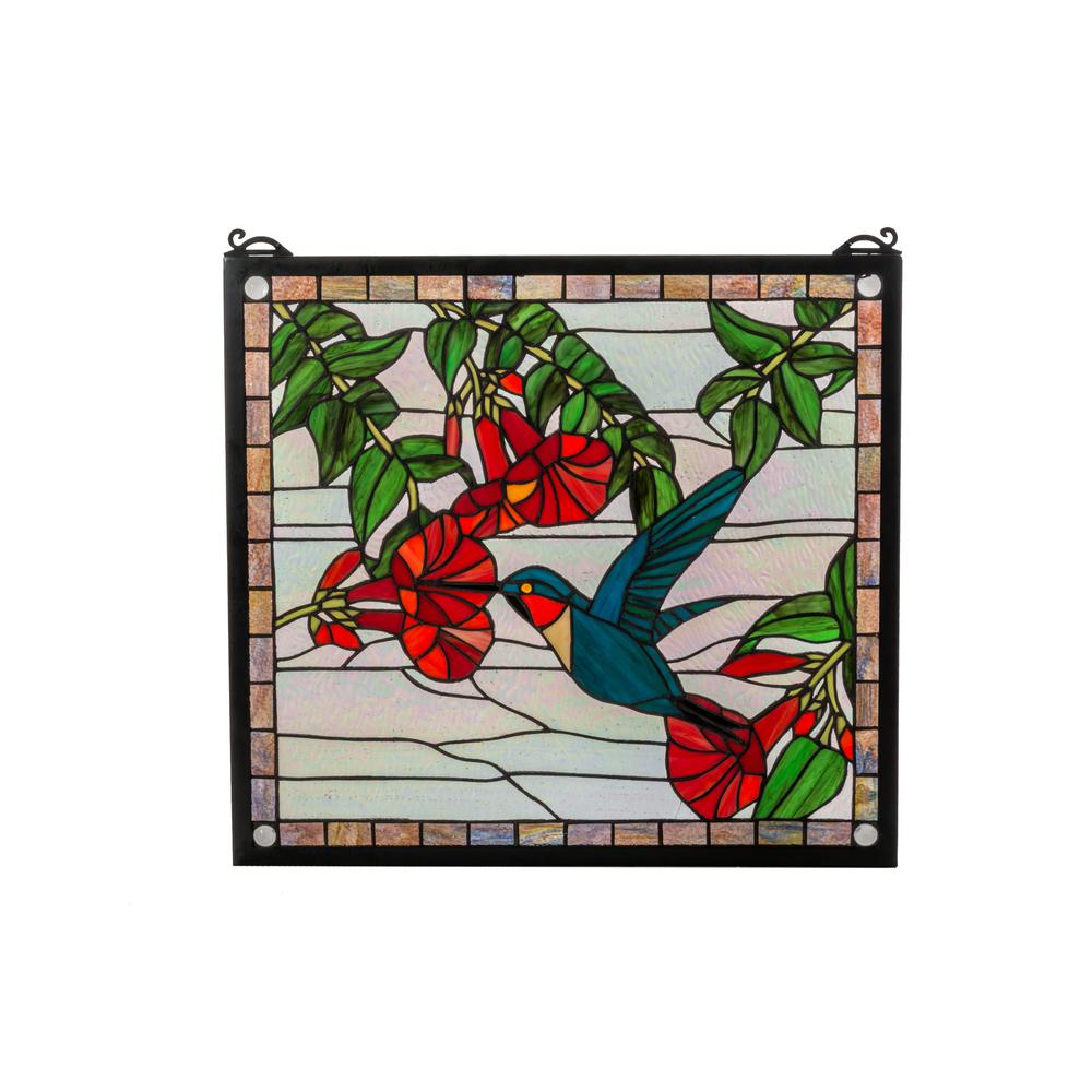 21"W X 19"H Hummingbird Stained Glass Window. Picture 1