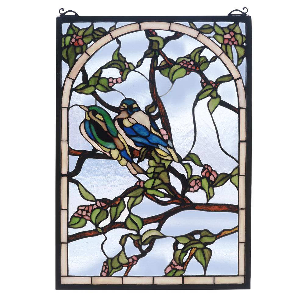 14"W X 20"H Lovebirds Stained Glass Window 47966. Picture 1