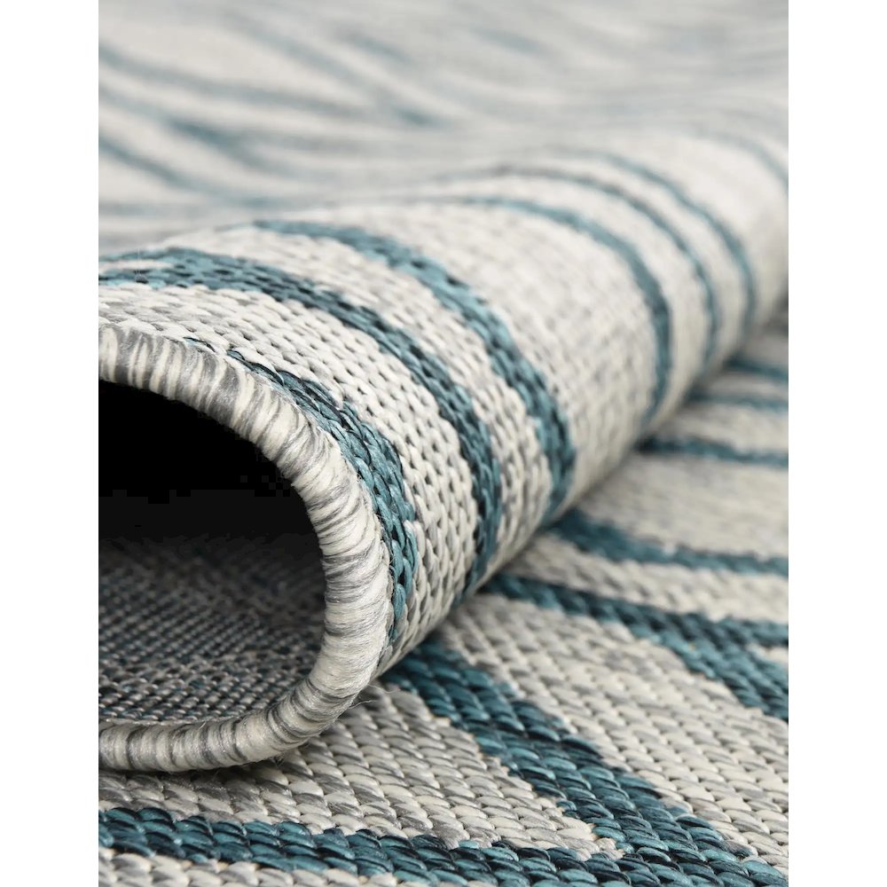 Jill Zarin Outdoor Turks and Caicos Area Rug 7' 10" x 10' 0", Oval Gray Teal. Picture 9